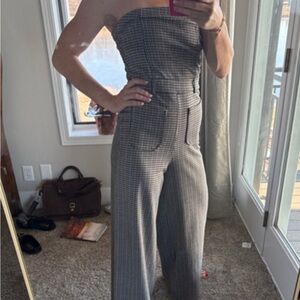 Women's Gray Checkered Jumpsuit